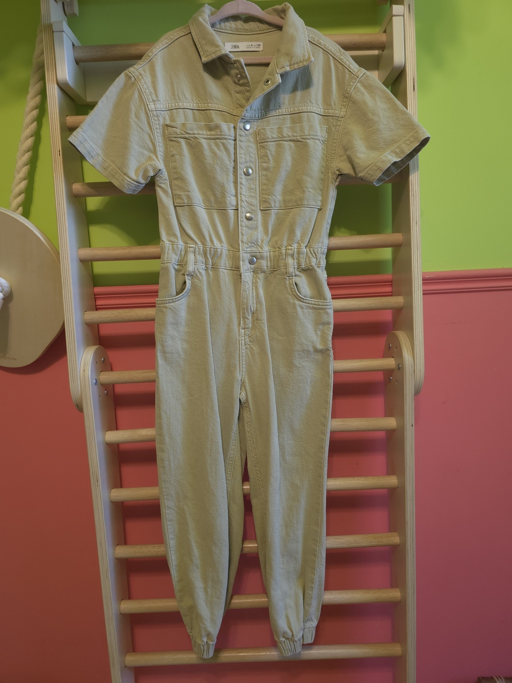 Zara Kids Short-Sleeve Olive Jumpsuit